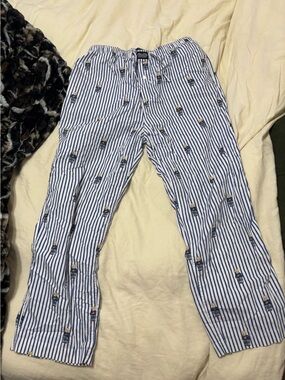 Polo by Ralph Lauren Blue & White Striped Pajama Pants with Novelty Bear Print